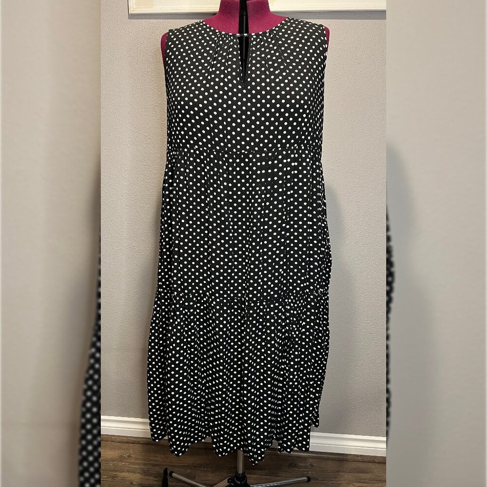 Suzanne Betro Sleeveless Midi Polka Dot Dress Size 3X